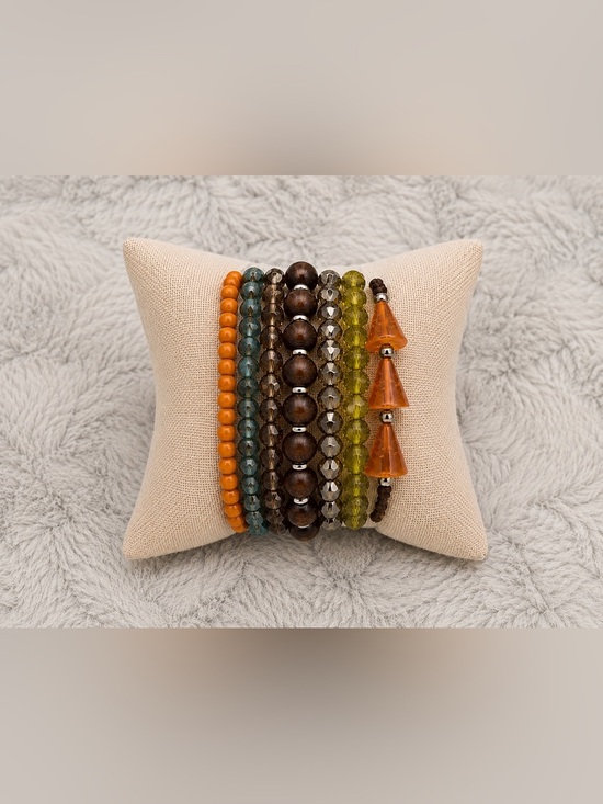 Jewelry - Boho Multi-Strand Beaded Wrap Bracelet – Earth Tone & Turquoise Accent